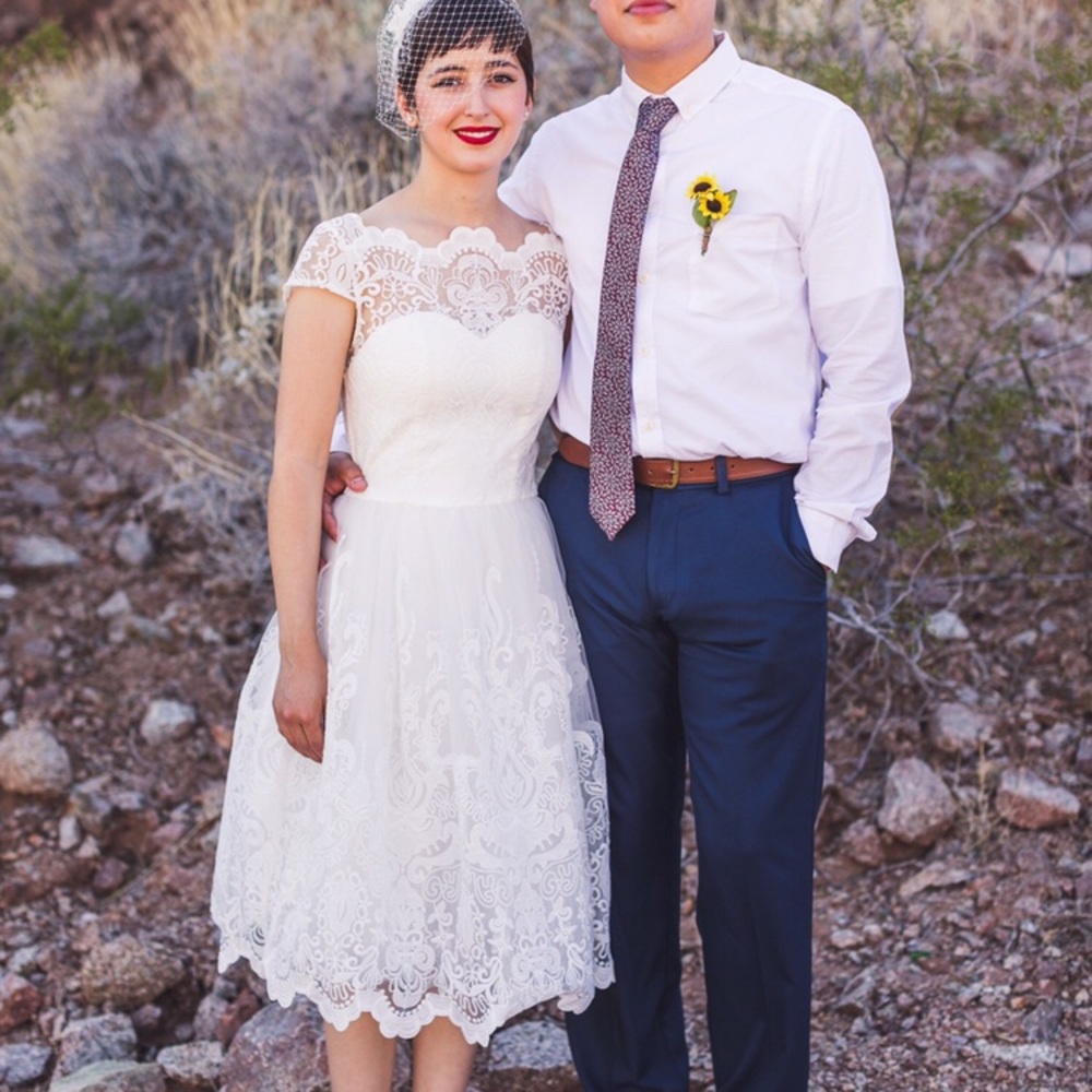 White lace vintage inspired wedding dress